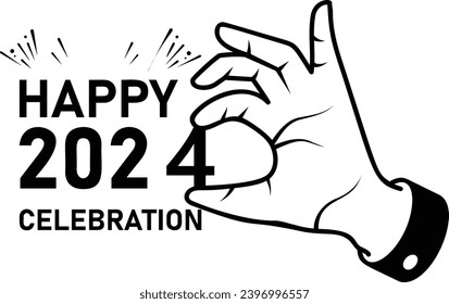 Human Hand Holding 2024 Digits concept, Twenty Twenty four vector icon design, Happy New Year 2024 Symbol, HNY Wishes Sign, New Years Eve celebration Element stock illustration