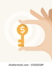 Human hand holding abstract Key to Business Success