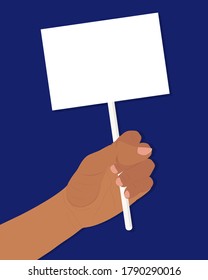 Mano humana sosteniendo pancartas de protesta en blanco. Cartel con lugar para tu texto. Ilustración del vector