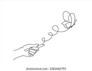 Human hand holding butterfly