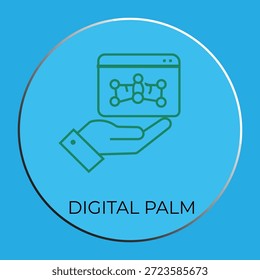 Mano humana que sostiene el navegador de Sitio web digital con líneas de conexión de nodo de red - Concepto de palma digital