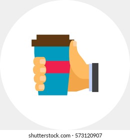 Human hand holding disposable cup