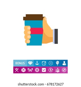 Human hand holding disposable cup