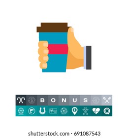 Human hand holding disposable cup