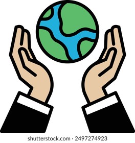 A Human hand holding the earth