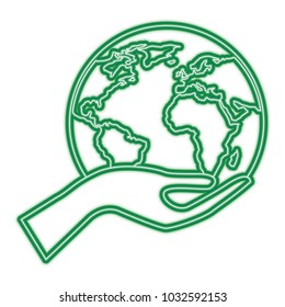 human hand holding earth globe world