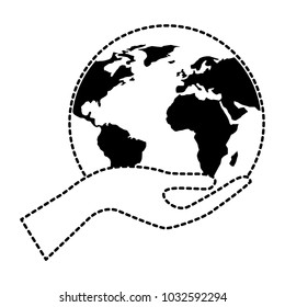human hand holding earth globe world