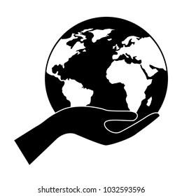 human hand holding earth globe world