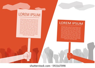 Human hand holding empty banner