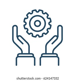 Human Hand Holding Gear vector icon in meaning Personal Management