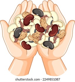 Ilustración de grano y tuerca de mano humana
