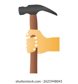 Human Hand Holding Hammer Vector. Human Hand Gripping Hammer. Hammer Icon.