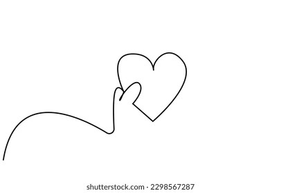 human hand holding heart sign symbol line art