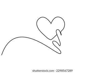 human hand holding heart sign symbol line art