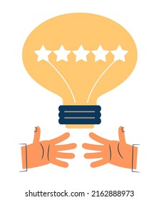 Human hand holding a light bulb. Business idea, plan strategy and solution concept. Big idea, thinking, innovation. Business start up.