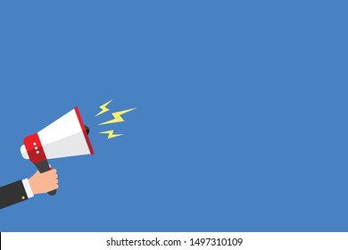 Human Hand Holding Megaphone With Blank Space for Your Text.