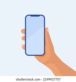 Human hand holding mobile phone. - Vector.