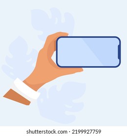 Human hand holding mobile phone. - Vector.