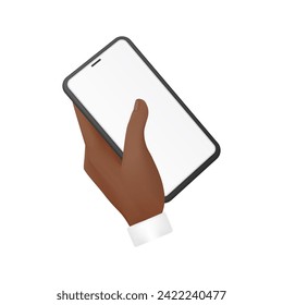 Human hand holding mobile phone to swipe and read news, messages vector illustration