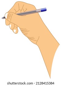 human hand holding pen writing vector drawing write a letter on paper object icon sign logo cartoon abstract art illustration business office or school homework concept desk document paperwork job