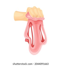 Human Hand Holding Pink Slime as Viscous Colorful Toy Vector Illustration