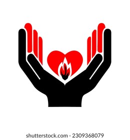 Human hand holding   protecting heart  Human hand holding   protecting heart symbol red heart love   health 