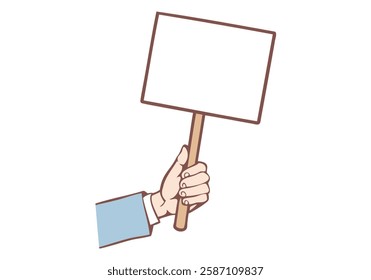 Human hand holding a sign with blank text. yes or no. Hand drawn style vector design illustrations.