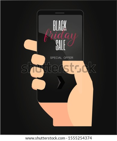 a human hand is holding a smart phone and inside it is black friday message