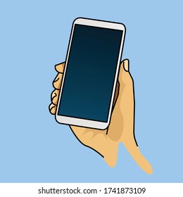 Human hand holding smartphone vector