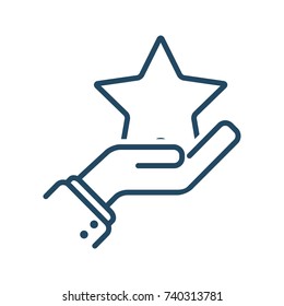 Human Hand Holding A Star Vector Icon In Meaning Favorite