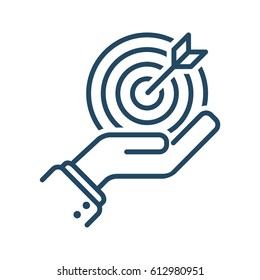 Human Hand Holding Target with Arrow vector icon meaning Goal Achievement