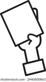 Human hand holding a white card and holding it up