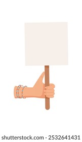 Human hand holds banner, human hold revolution sign, people raise support board, person parade demonstration signboard, woman holds empowerment poster, right activist show up protest placard,