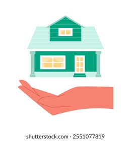 human hand holds up the house