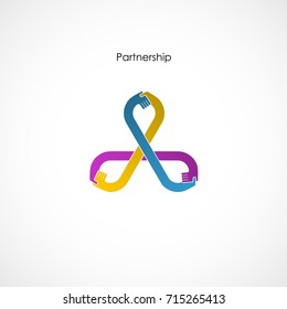 Human hand icon abstract logo design vector template.Business offer,teamwork,partnership,unity,togetherness icon.Corporate business and industrial logotype symbol.Vector illustration 