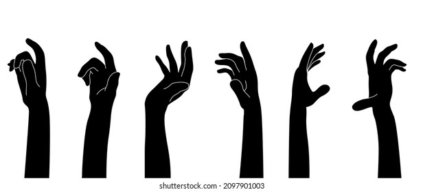 Human Hand icon collection. Different hands, gestures, signals and signs. Vector illustration.