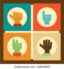 Human Hand Icon in color backdrop