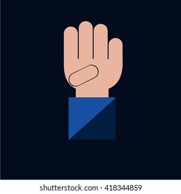 Human Hand Icon in color backdrop