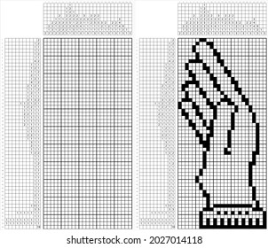 Human Hand Icon Nonogram Pixel Art, Human Gesture Icon, Logic Puzzle Game Griddlers, Pic-A-Pix, Picture Paint By Numbers, Picross, Vector Art Illustration