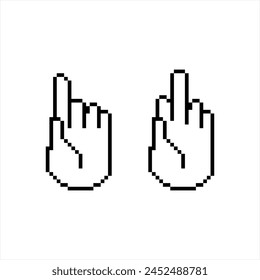 Human Hand Icon Pixel Art, Human Gesture Icon Vector Art Illustration