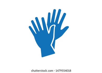 Human hand icon vector (blue version)