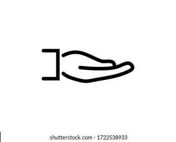 Human hand icon. Hand vector icon isolated on background. Illustration human hand for mobile apps. Pictogram for web page design. Minimalist style icon human hand. Web concept icon. EPS 10