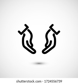 Human hand icon. Hand vector icon isolated on background. Illustration human hand for mobile apps. Pictogram for web page design. Minimalist style icon human hand. Web concept icon. EPS 10