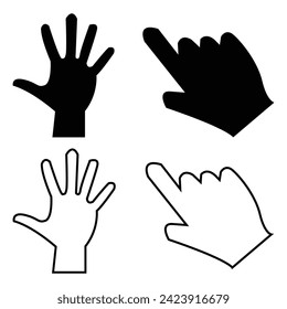 Human Hand Icons Set In Flat Style Vector Illustration. Palm And Click Icons. Vector illustration. Eps file 206.