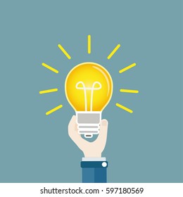 Human hand with idea bulb. Eps 10 vector file.