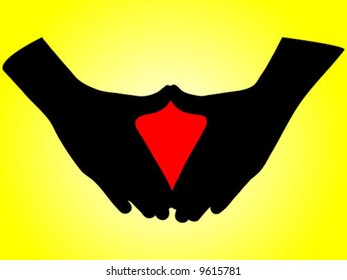 Human hand illustration a heart