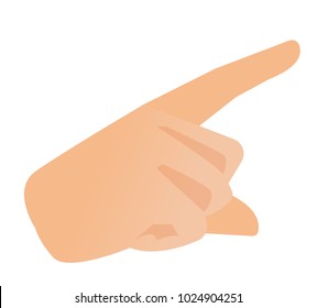 Human hand with index finger pointing at something vector cartoon illustration isolated on white background.