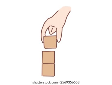 Human hand with index finger pointing up, a common business gesture symbolizing agreement or approval. Hand drawn style vector design illustrations.