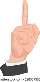 Human hand with index finger up. Vector illustration