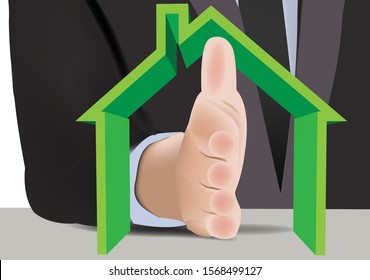 human hand inside home symbol